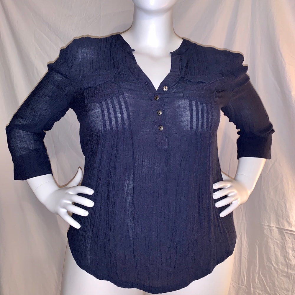 Time Line navy gauze tunic 3X
